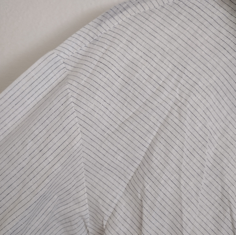 Hester & Orchard Linen Cotton Blend Striped White Blue Button-Up Shirt Small - Picture 6 of 13